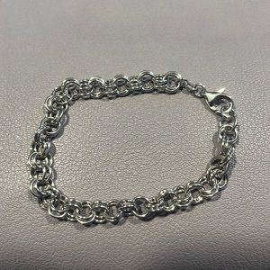 14k White gold double chain link bracelet